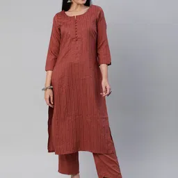 DIVASTRI Woven Design Striped Straight Kurta With Trouser-image-20
