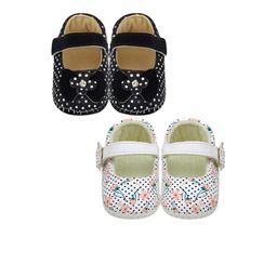 NESKA MODA Girls Set of 2 Velcro Booties-image-57