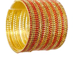 ZULKA Set Of 24 Gold Plated CZ Stone Studded Bangles image 4