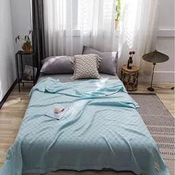 JC HOME Blue Geometric AC Room 300 GSM Double Bed Quilt-image-38
