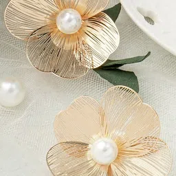 Celestique Pearls Studded Floral Shaped Studs image 1