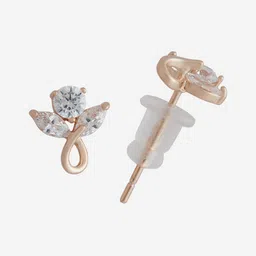 Kushal's Fashion Jewellery 92.5 Sterling Silver Rose Gold-Plated Classic Stud Earrings image 2
