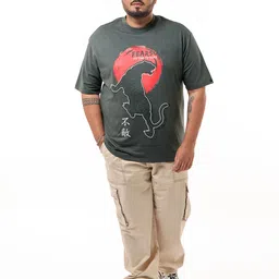 Bewakoof Heavy Duty Plus Size Men Graphic Printed Round Neck Cotton Plus Size T-shirt image 5