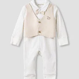 Giggles by Babyshop Boys Striped Cotton Waistcoat Overlay Romper-picture-30