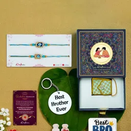 eCraftIndia 2Pc Rakhis Keychain Magnet Card & Roli Chawal-picture-22