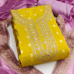 SAINOOR Floral Embroidered Sequinned Unstitched Dress Material-image-25