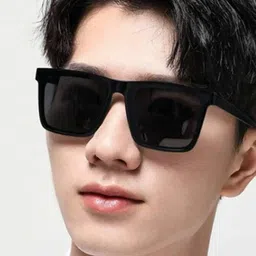 SPADEACES Men Black Lens & Silver-Toned Rectangle Sunglasses with-picture-39