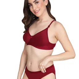 Liigne Pack Of 3 Padded Non-Wired Pure Cotton Everyday Bra Panty Lingerie Set image 2