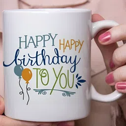 Mr UVD White & Blue Typography Printed Ceramic Glossy Mugs 350 ML image 3