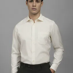 Louis Philippe Men Classic Slim Fit Spread Collar Textured Cotton Formal Shirt-image-18