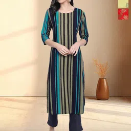 HERE&NOW Pack of-3 Women Ethnic Motifs Printed Crepe Kurta-picture-41