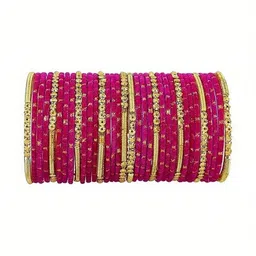 Raj world Magenta Glass Artificial Stones Bangle-picture-33