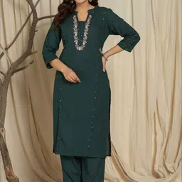 Samhitas Women Embroidered Pure Cotton Kurta with Trousers-picture-30