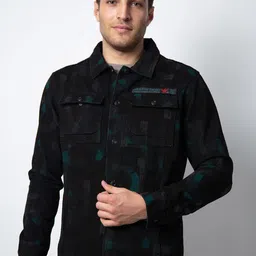 nostrum Men Atomic Geometric Printed Cotton Tailored Jacket-image-36