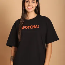 Metronaut Women Graphic Printed Round Neck Cotton Oversized Longline T-shirt-image-40