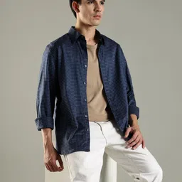 Tommy Hilfiger Windowpane Checked Button-Down Collar Pure Cotton Casual Shirt-picture-17