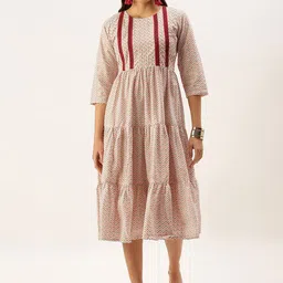 HRITIKA Women Geometric Embellished Flared Sleeves Chikankari Handloom Anarkali Kurta-image-13