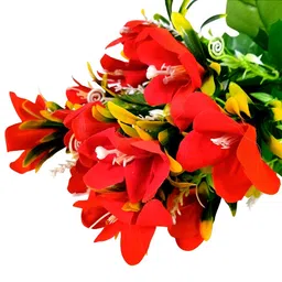 apka mart Red & Green Lily Artificial Flower image 4