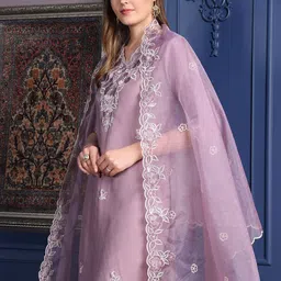 Berrylicious Women Floral Embroidered Kurta with Trousers & Dupatta image 4