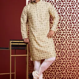 MANQ Men Geometric Kurta image 5