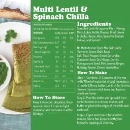 Gladful Sprouted Chilla Spinach Multi Lentil Instant Mix - Pack of 1 - 200 gms image 3