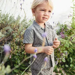 NEXT Boys Geometric Self Design Pure Cotton Shirt with Shorts-picture-42
