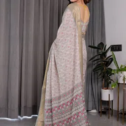 ALMAARI FASHION Ethnic Motifs Pure Cotton Banarasi Saree With Unstitched Blouse Piece image 4