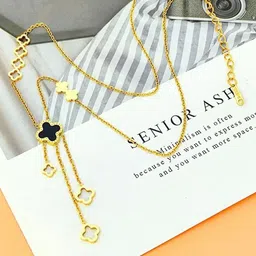 MEENAZ Gold Plated CZ Stone Studded Necklace With Chain-image-91