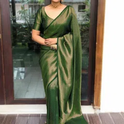 YAMUNE Woven Design Zari Pure Silk Handloom Banarasi Saree-picture-31