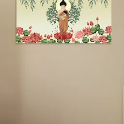 nestroots Cream-Coloured Buddha Symbolized Naturing and Care Canvas Wall Painting-picture-20