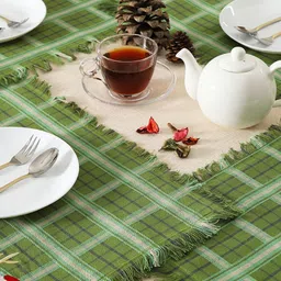 Ratan Cart 6-Pcs Green & White Printed Cotton Table Placemats-image-95