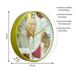RANDOM White & Green Printed Analogue Contemporary Wall Clock image 3