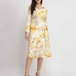 FableStreet Women Floral Printed Tie-Ups A-Line Midi Dress-image-99
