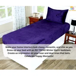 RD TREND Purple 300 TC Single Bedsheet with 1 Pillow Covers image 5