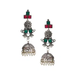 Efulgenz Rhodium-Plated Crystal Stone Studded Jewellery set image 4