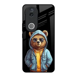 QRIOH Urban Bear Printed Vivo V50 5G Glass Back Case Mobile Accessories-image-3