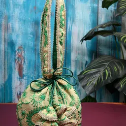 Dhrohar Floral Embroidered Potli-image-5