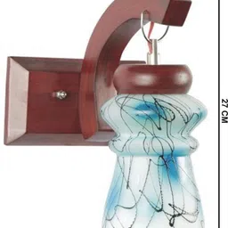 1ST TIME Blue & Brown Textured Wood Contemporary Abstract Shaped Shaped Wall Lamp image 3