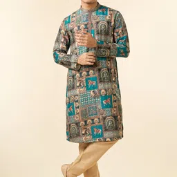 Diwas by Manyavar Ethnic Motifs Printed Mandarin Collar Straight Kurta image 3