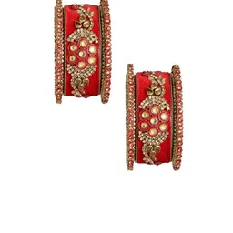 Anouk Set Of 6 Gold-Plated Stone Studded Velvet Bangles-picture-12