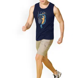 SLOWLORIS Men Pack Of 2 Printed Bio-Wash Combed Cotton Gym Vests image 2