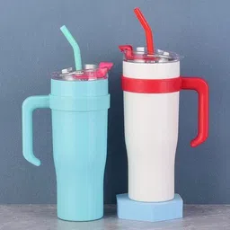 FAVRIA White & Red Single Stainless Steel Solid Double Wall Vacuum Water Bottle image 5