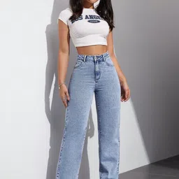 Shrutika Women Original Wide Leg High-Rise Light Fade Stretchable Jeans image 3