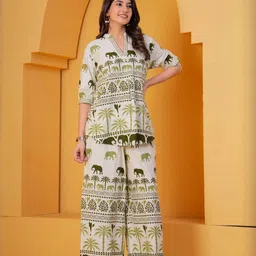Online selling Ethnic Motifs Printed Pure Cotton Kurta With Palazzos-picture-15