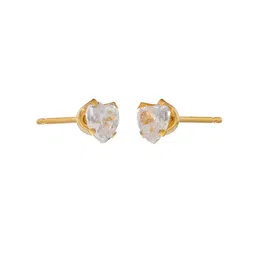 STUDEX Stainless Steel 24K Pure Gold Plated Cubic Zirconia Studded Heart Shaped Studs image 2