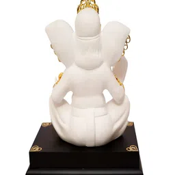 Craftlayout Statue White And Gold-Toned Lord Ganesh Religious Idol Showpiece image 5