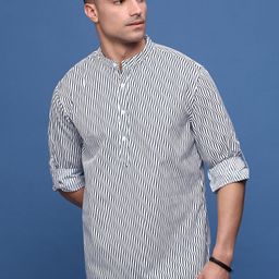 SHOWOFF Men Striped Pastels Kurta-picture-16