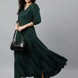 Raiyani Enterprise V-Neck Fit & Flare Maxi Dress-image-60