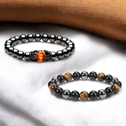 Jewels Galaxy Men Set Of 2 Silver-Plated Artificial Beads Bracelet-picture-46