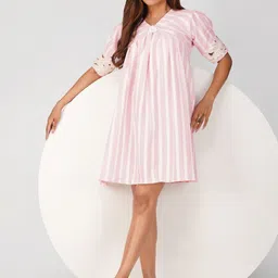 Bindigasm Striped Puff Sleeve A-Line Dress-picture-32